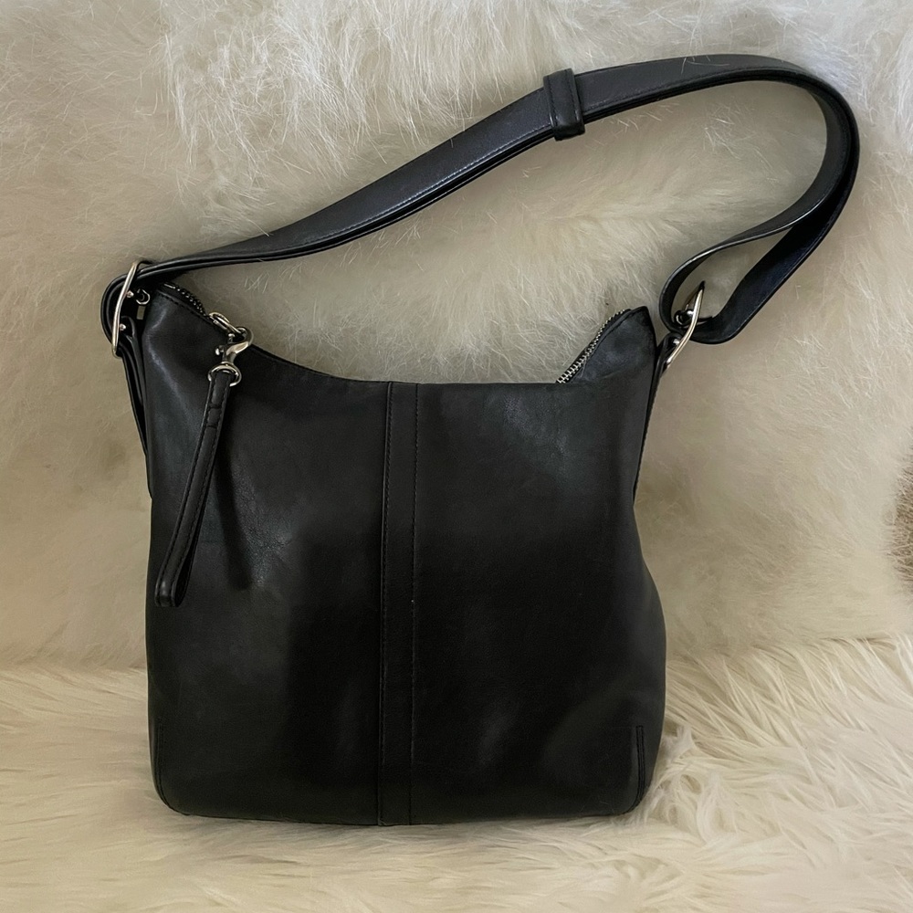 BLACK AND SILVER COACH PURSE